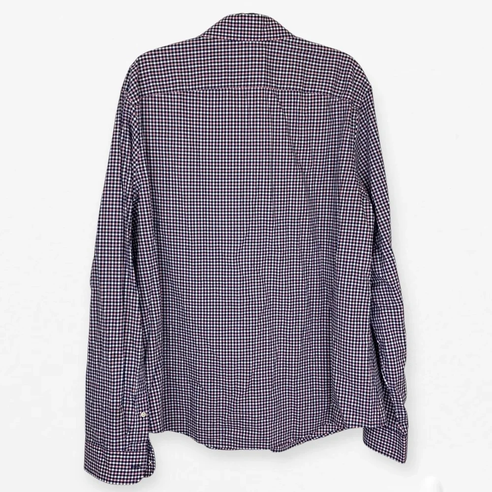 Goodfellow & Co navy pink small Gingham Casual dress button down slim fit Shirt - Picture 2 of 4